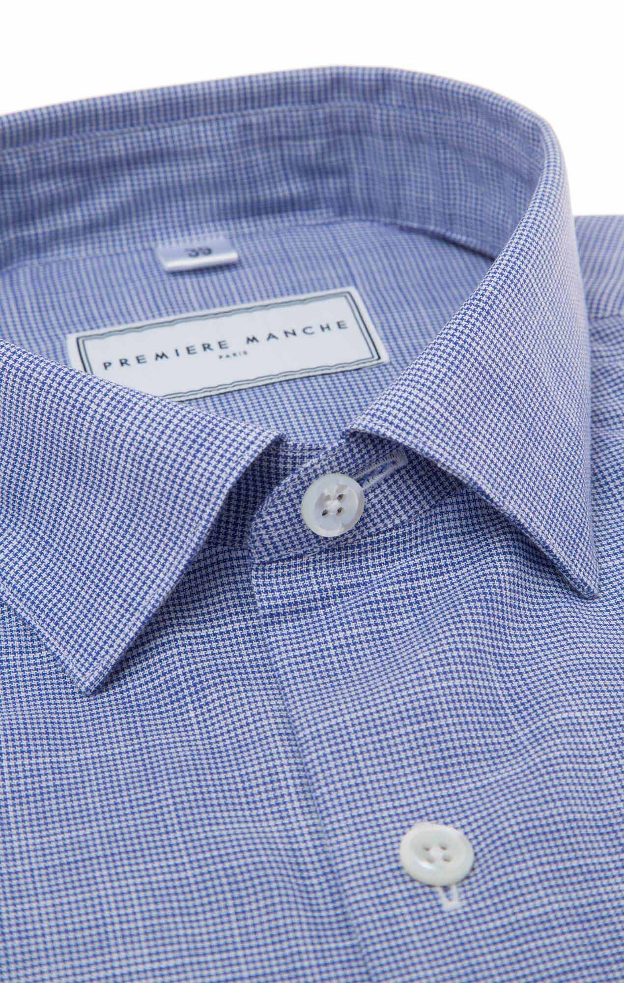 Chemise chambray bleue pied de poule Chemises Hommes