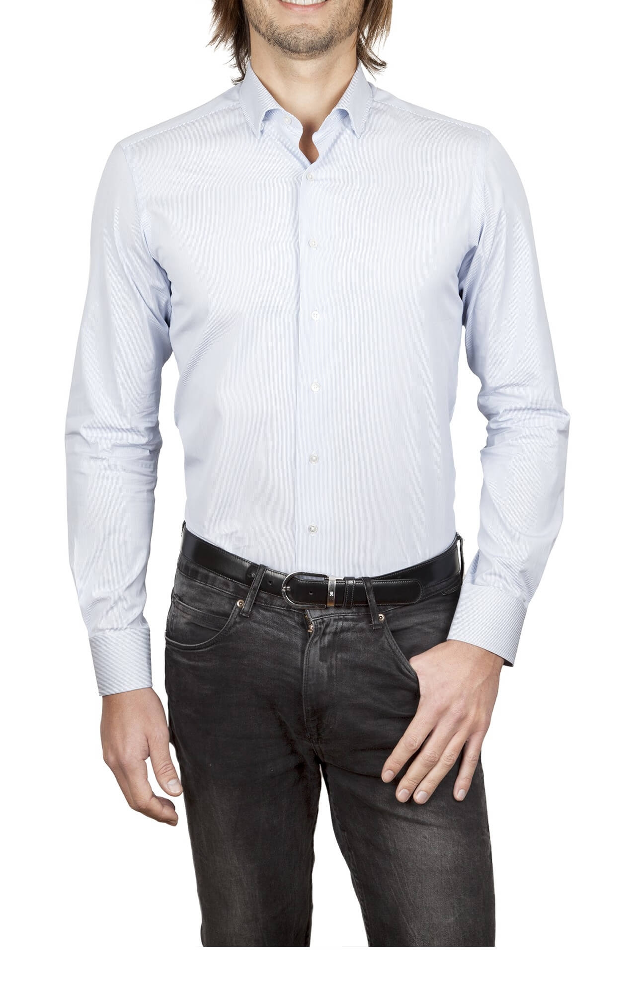 Chemise bleue milleraies Chemises Hommes