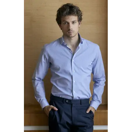 Small blue striped shirt