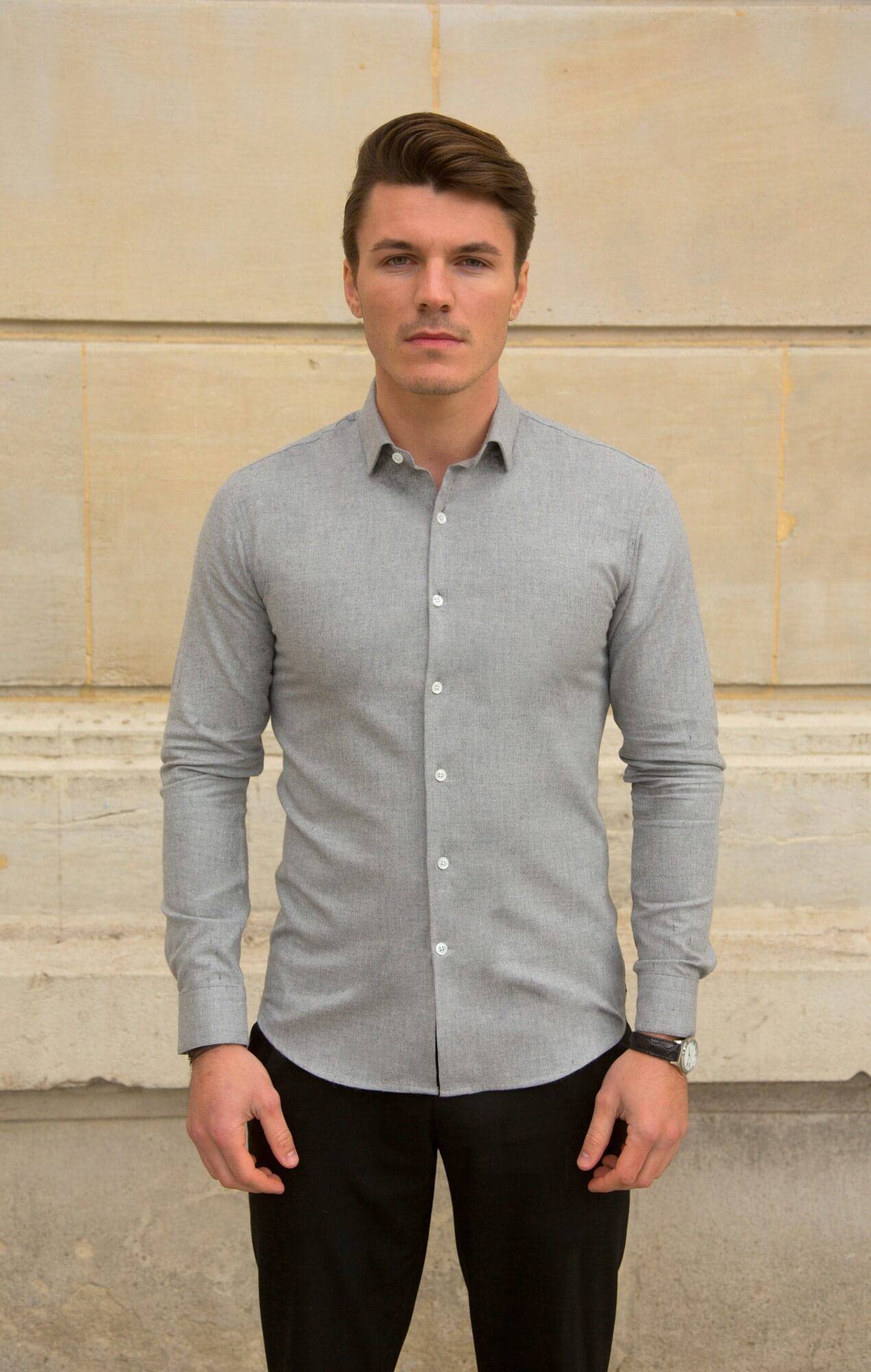 Chemise flanelle grise Chemises Hommes