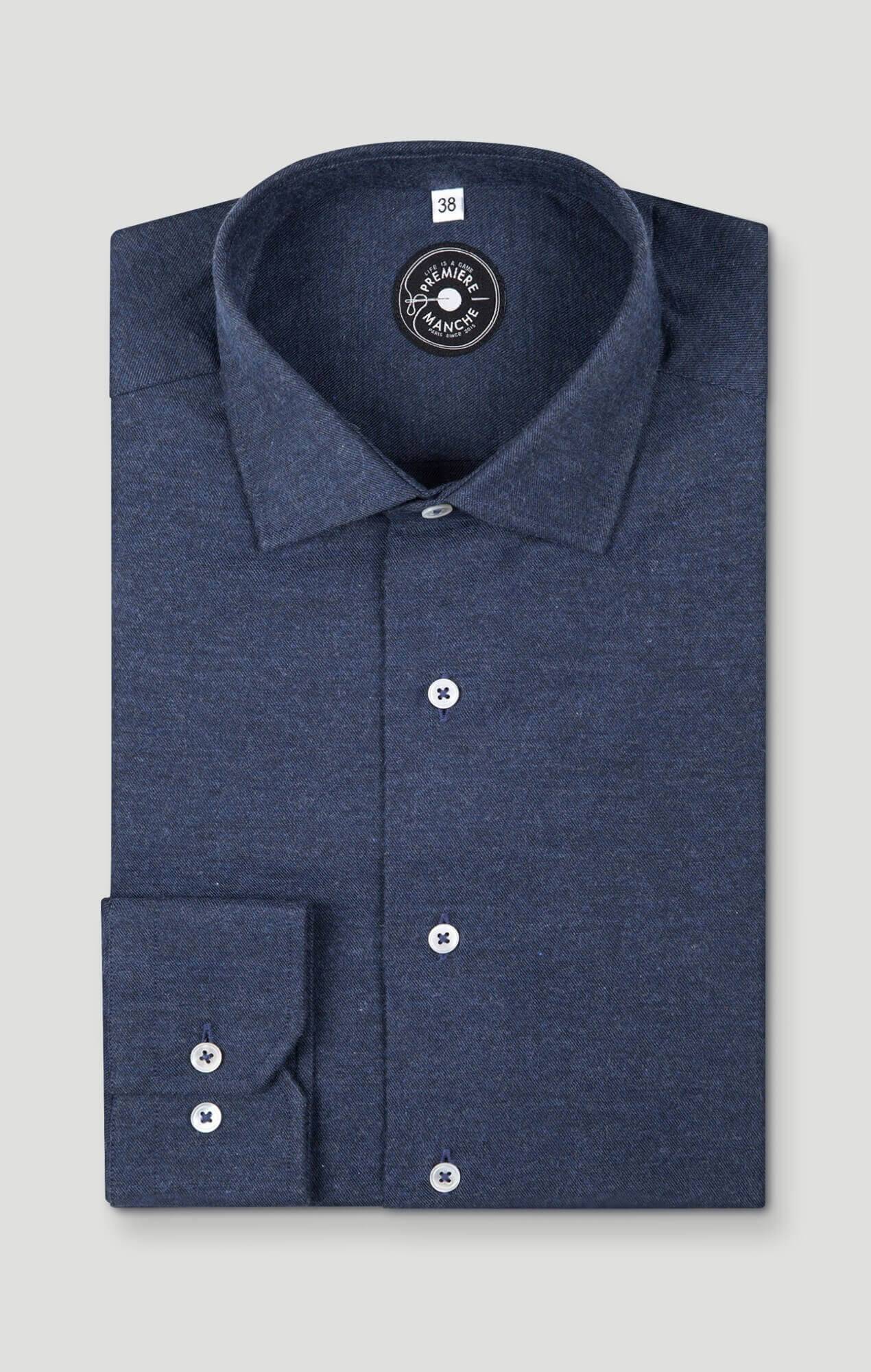 Chemise flanelle bleue foncé - très douce Chemises Hommes