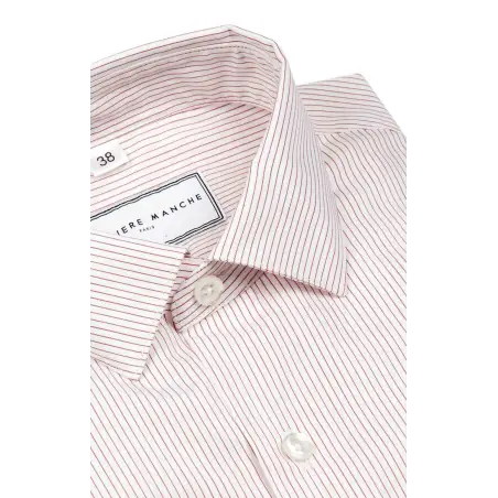 Chemise popeline fines raies rouges Chemises Hommes