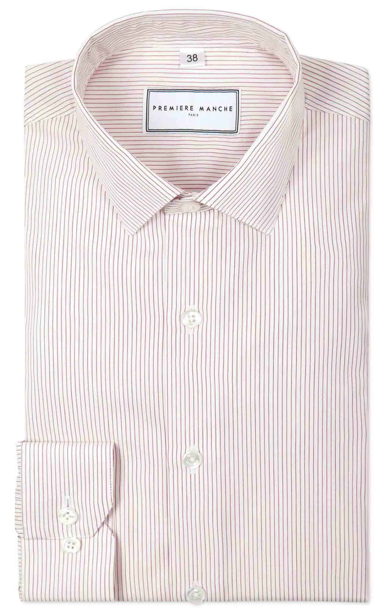 Chemise popeline fines raies rouges Chemises Hommes