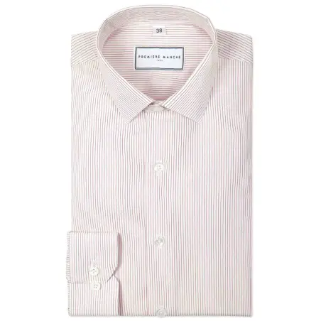 Chemise popeline fines raies rouges Chemises Hommes