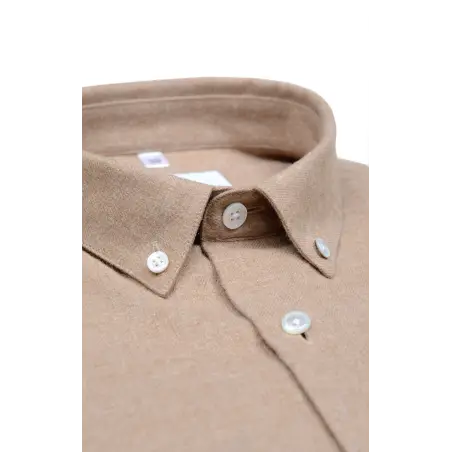 Col boutonné chemise flanelle beige