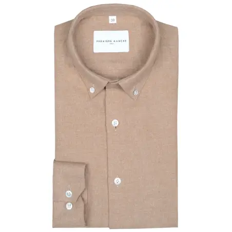 Chemise flanelle beige homme