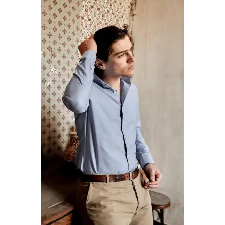 Chemise oxford bleue 100% coton Supima bio