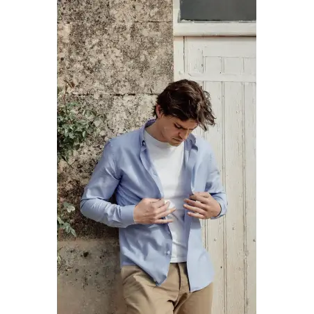 Chemise oxford bleue 100% coton Supima bio