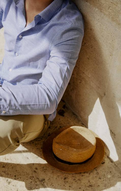 chemise bleue chambray italien