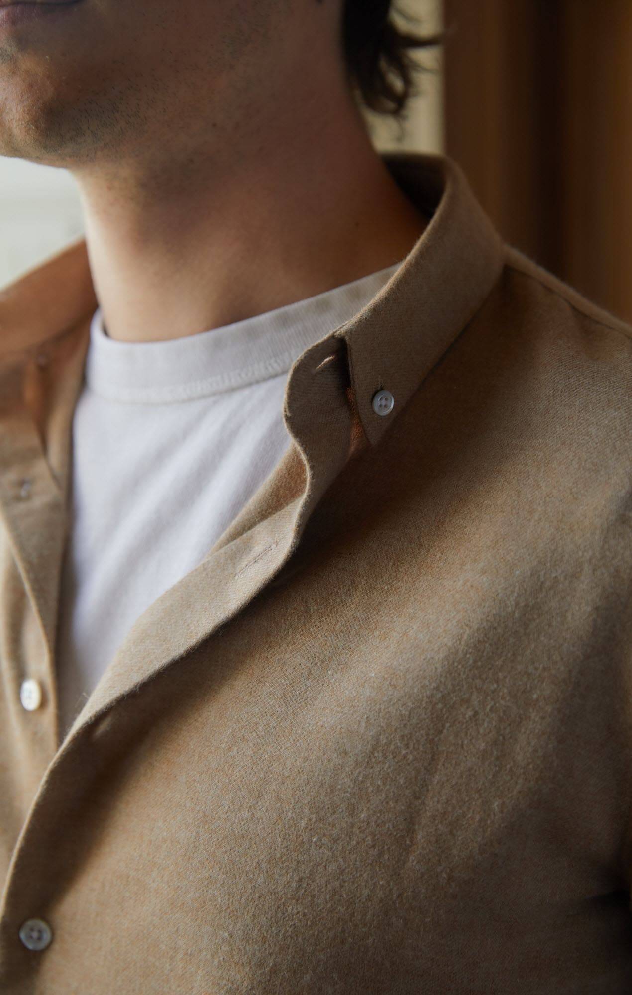 chemise flanelle beige