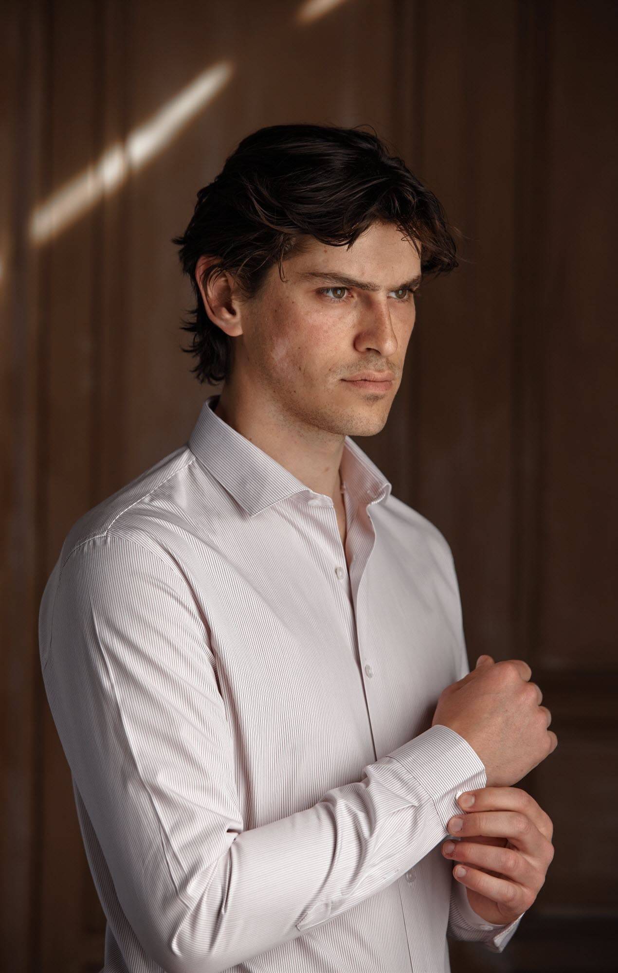 Chemise petites raies rouge