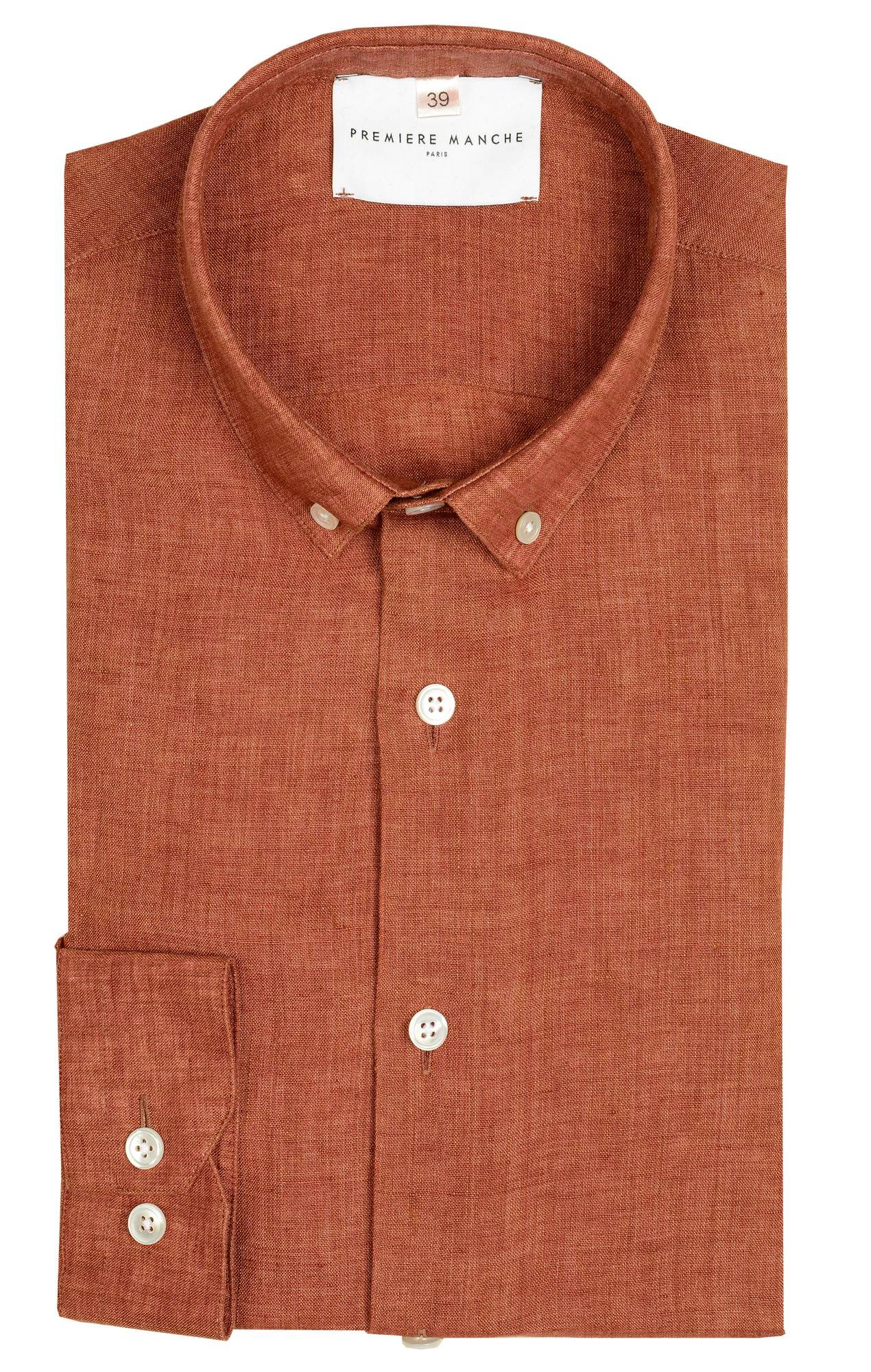 Rust-colored linen shirt