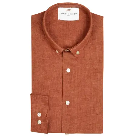 Rust-colored linen shirt