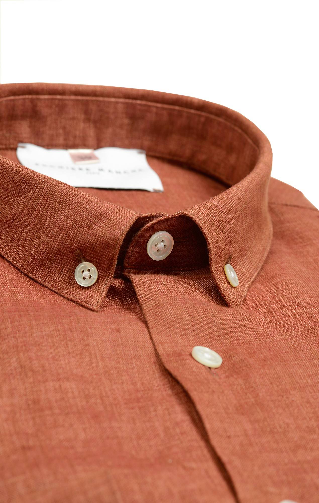 Rust-colored linen shirt