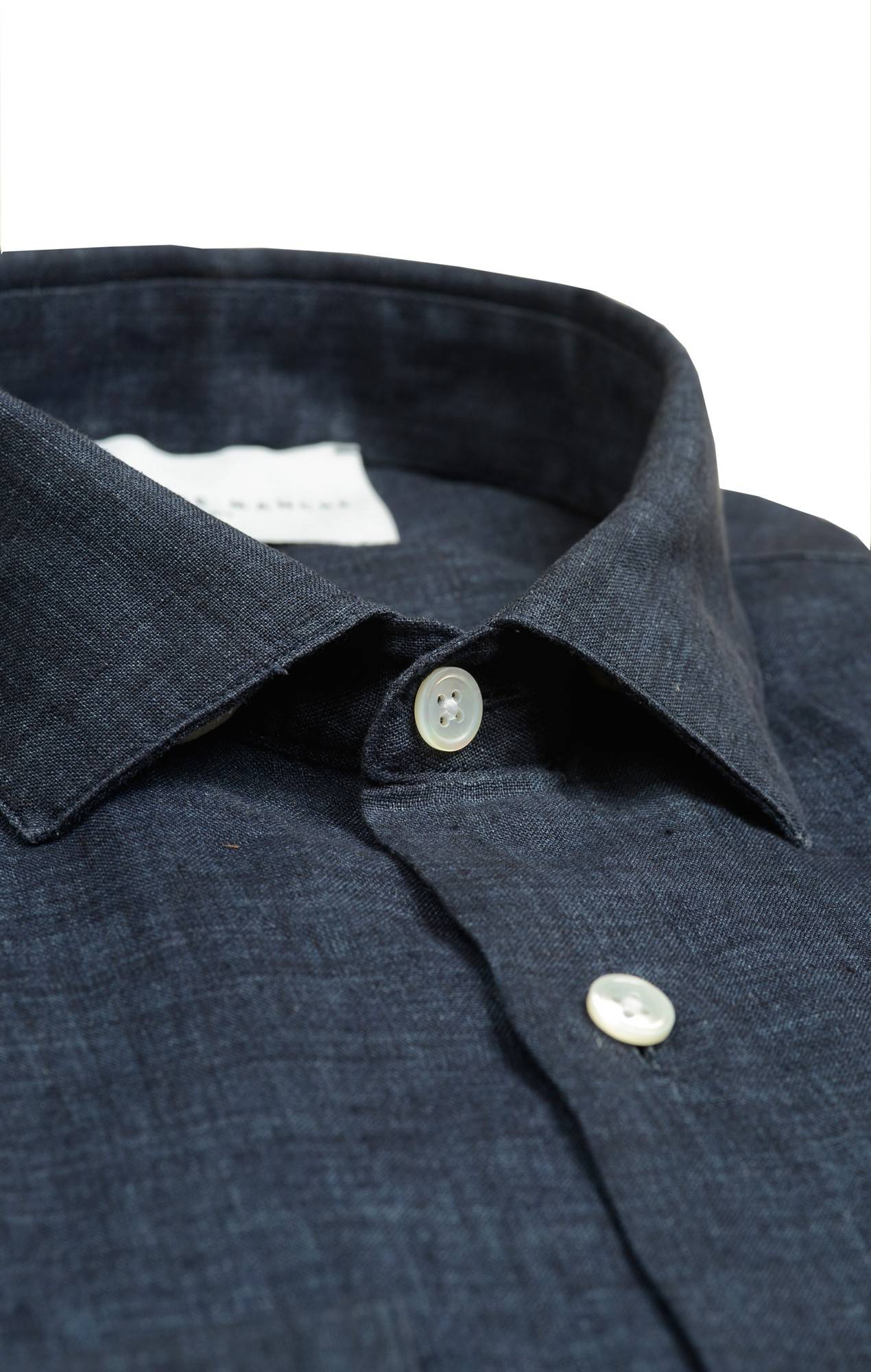 Chemise casual lin bleu marine homme