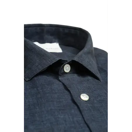 Chemise casual lin bleu marine homme
