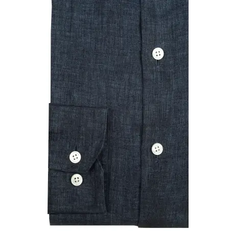 Chemise casual lin bleu marine homme