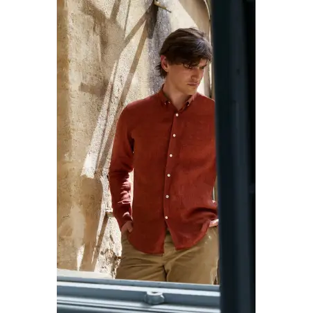 Chemise en lin rouille