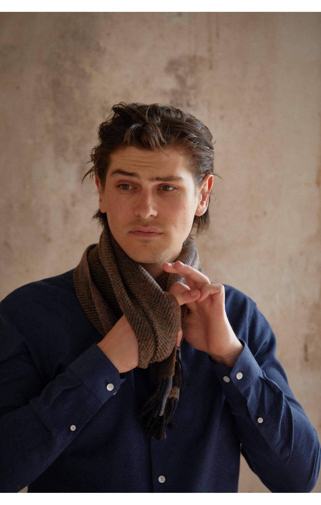 Tom scarf - Brown herringbone