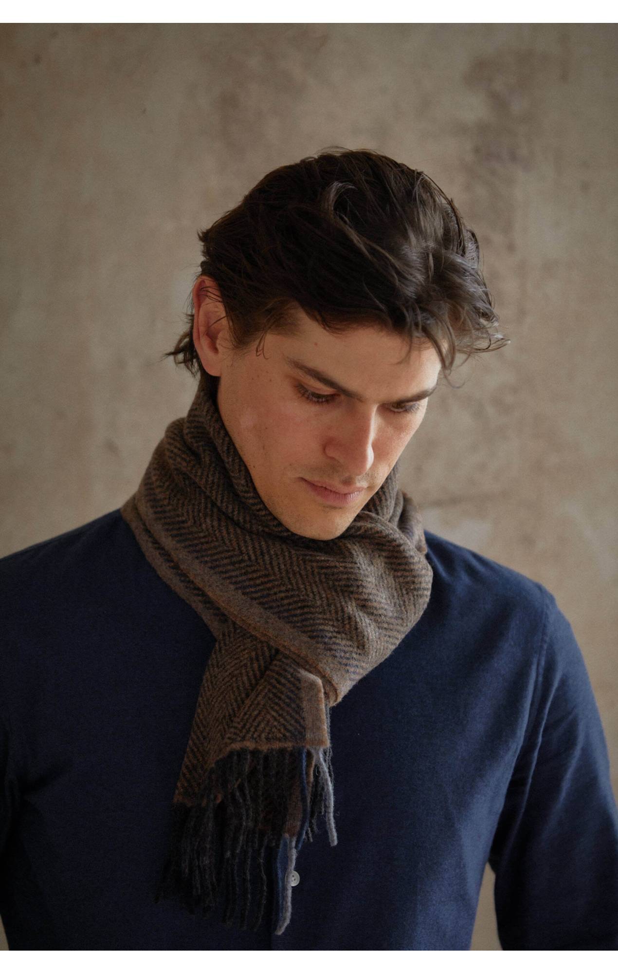 Tom scarf - Brown herringbone