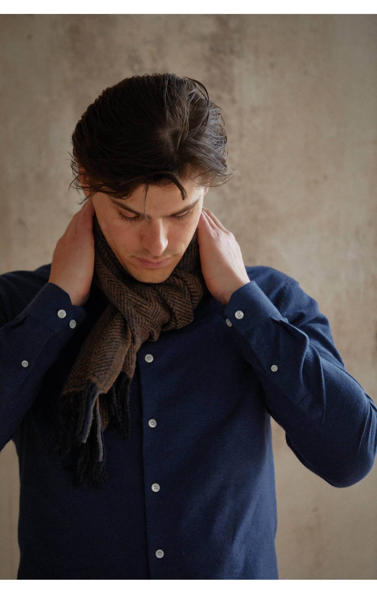 Tom scarf - Brown herringbone