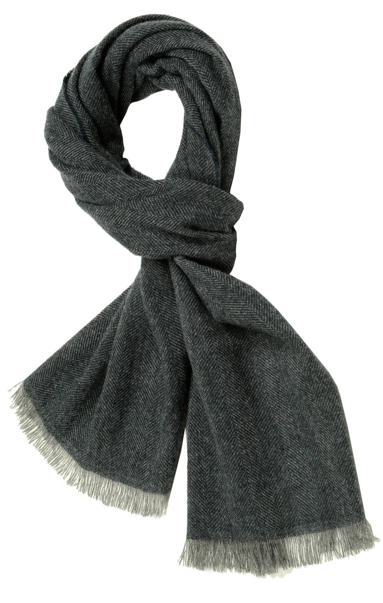 100% cashmere scarf - Navy herringbone