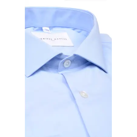 Col chemise popeline bleu