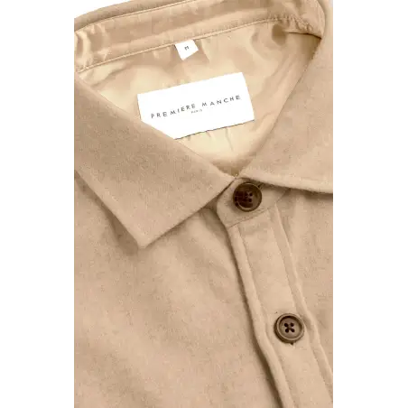 Beige overshirt made with wool flannel