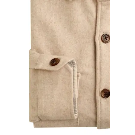 Beige overshirt made with wool flannel