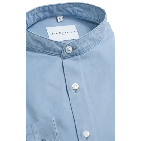 Chemise en jeans délavé col officier